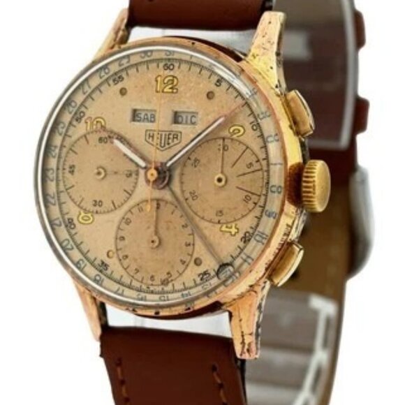 Breitling 34mm Men\'s Vintage Triple Calendar Cal 72C Chrono GP Watch- Ref: 2543!